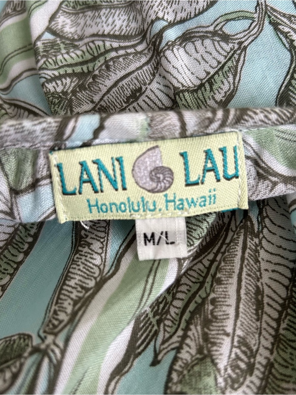 Lani Lau Tropical Leaf Print Boho Resort Coastal Hawaiian Mini Dress - Picture 7 of 7